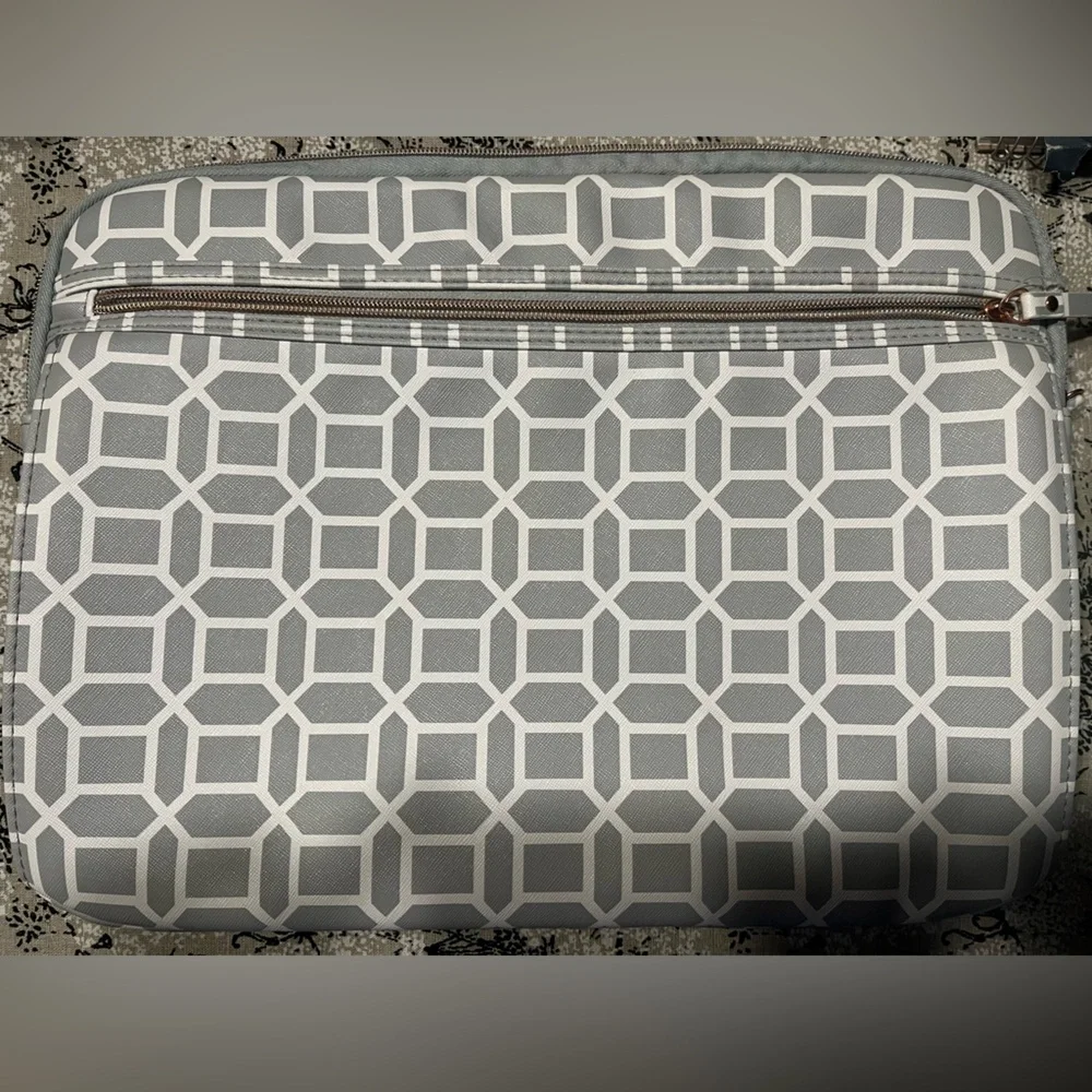 Studio C Gray and White Laptop Bag with Gold Accents